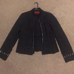 Black Jacquard Blazer with Corset Back